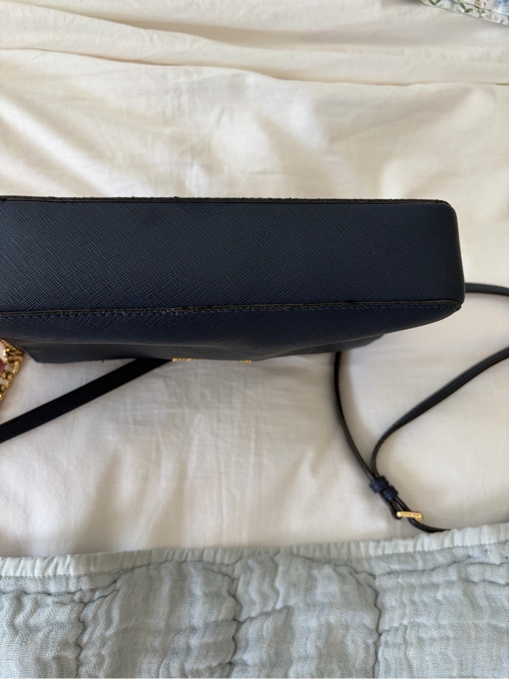 Michael Kors Navy Leather Crossbody with Gold Hardware - Picture 7 of 9